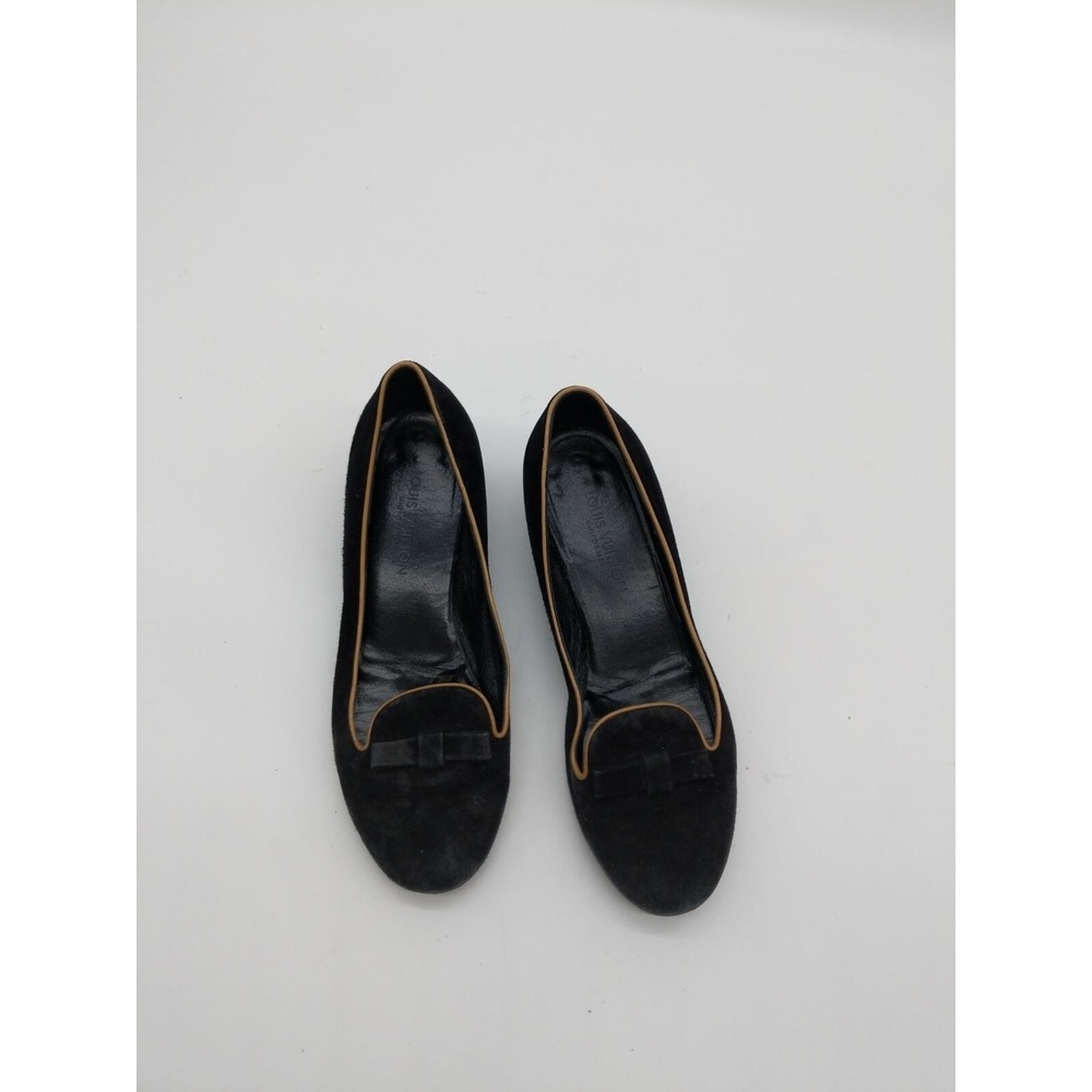 Louis Vuitton Womens Quiet Luxury Suede Block Heel Pump 35 US 5 Black Bow Loafer - Picture 6 of 15
